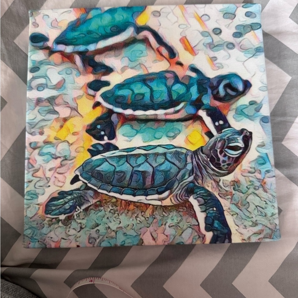 Vibrant Blue and Green Sea Turtle Wall Decor Art and Decals